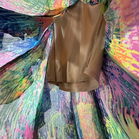 show me your mumu Jenny Ruffle Maxi Dress Small Vibrant colorful chiffon - Picture 5 of 8